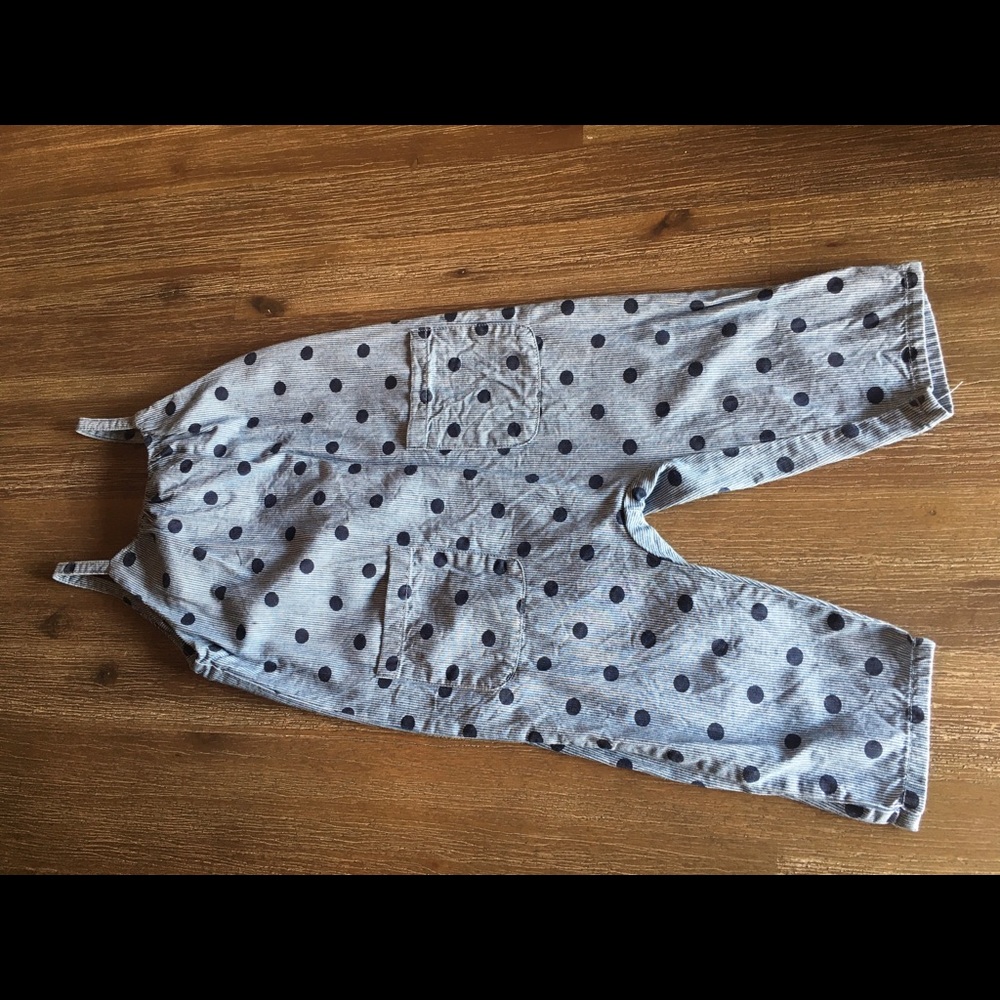 Zara baby girl soft denim polka dot jumpsuit
